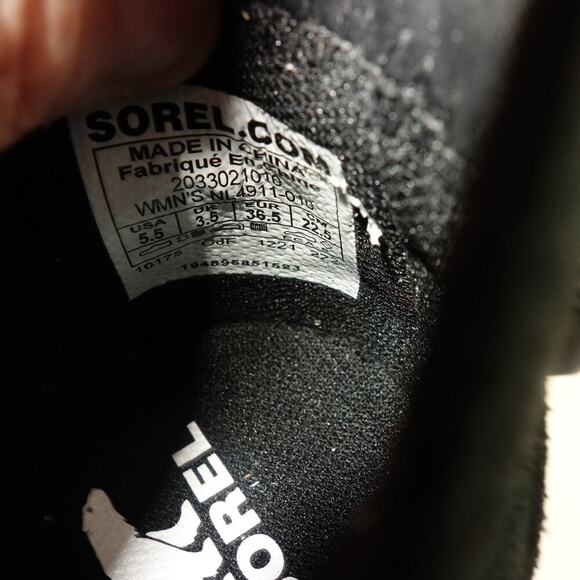 NEW Sorel Out N About Slip-On Wedge Bootie Black White Women's 8.5 - Picture 6 of 8